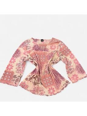 Vintage Y2K Sheer Pink Patchwork Top S/M Fairy Grunge Mesh